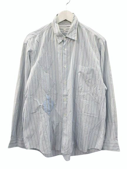 コムデギャルソンシャツ COMME des GARCONS SHIRT 長袖 ストライプ ボタンシャツ S ブルー トップス ☆AA★