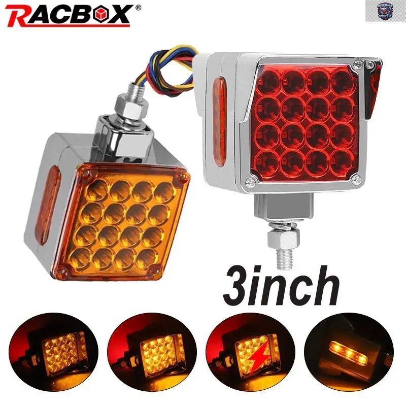 デュアルフェイススクエア警告灯 12V 24V ストロボワークライトポッド トラックバンフロントブリンカーヘッドランプ 3インチ 35 LED フラッ