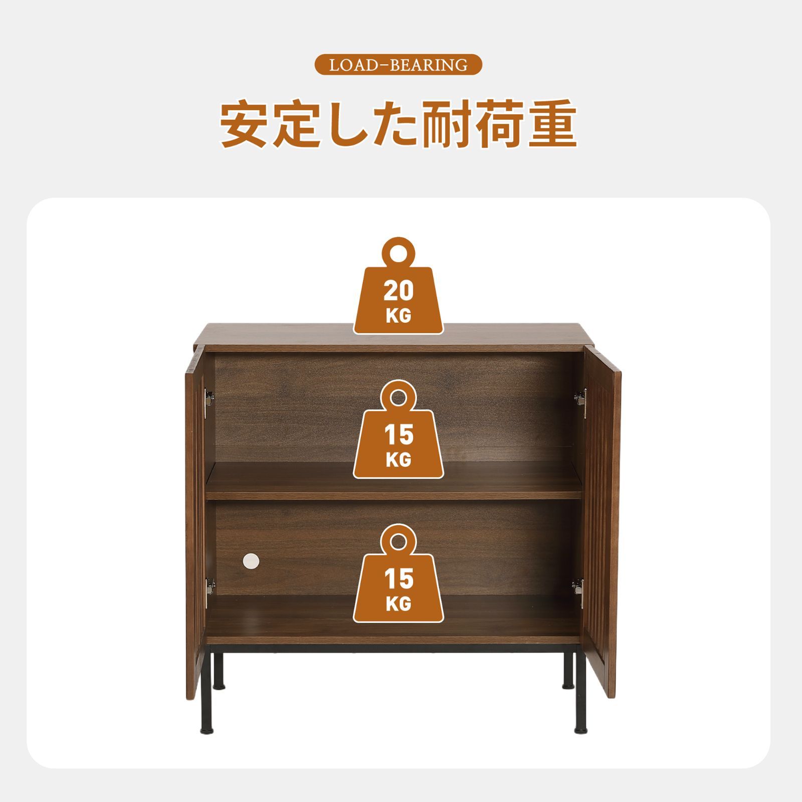 キャビネット サイドボード リビング収納 扉付き収納 格子扉 木製 収納