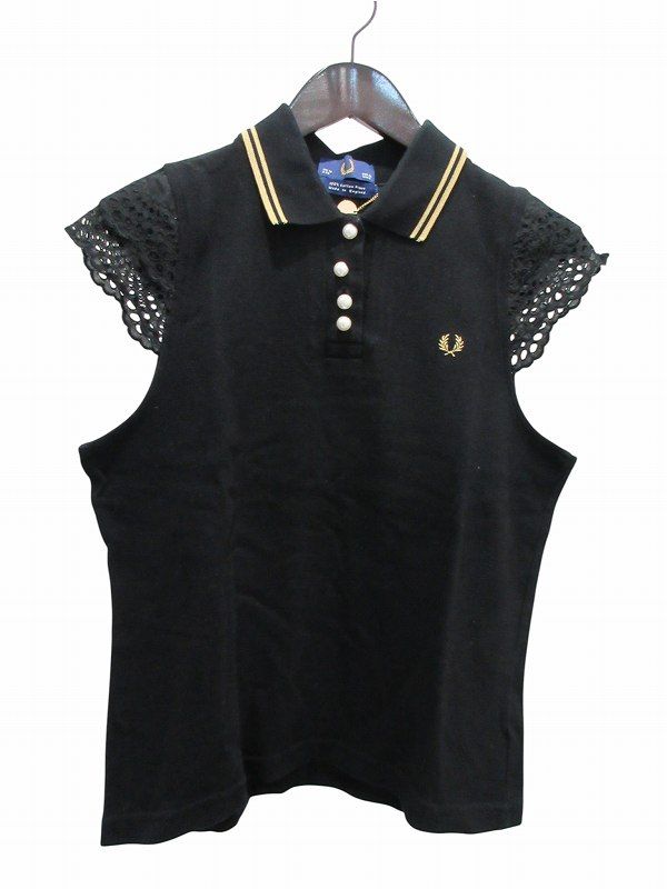 フレッドペリー FRED PERRY ポロシャツ ノースリーブ エイミー・ワインハウス ブラック レディース