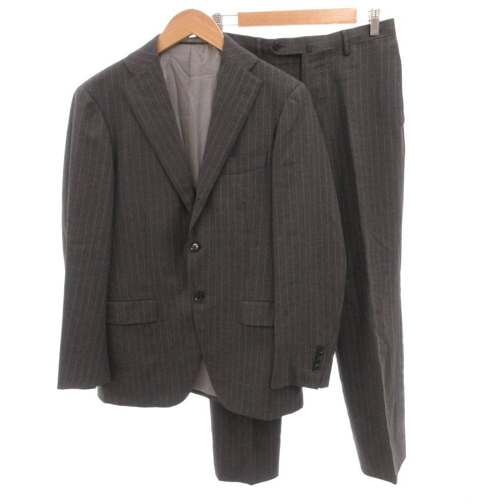 リングヂャケット RING JACKET スーツ セットアップ ジャケット パンツ 段返り3B ストライプ 44 グレー /FF IBO98