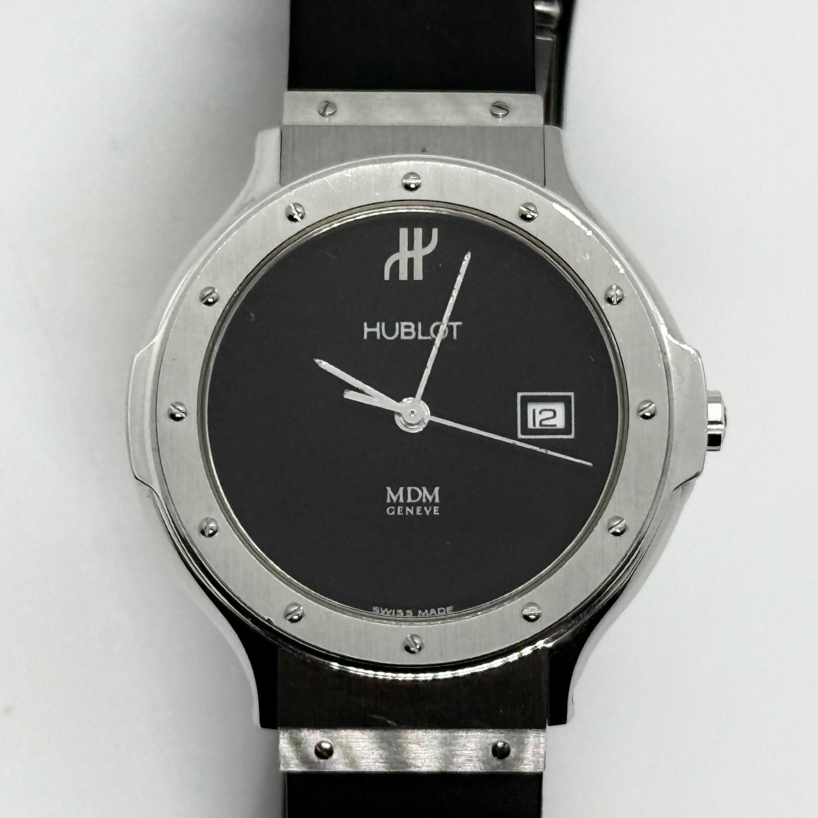 HUBLOT ウブロ MDM クラシック 1401.100.1 ブラック QZ メンズ 腕時計 稼働品