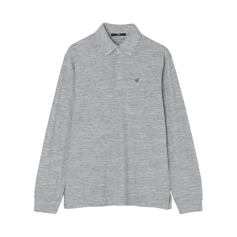 【新品】 [シップス] ポロシャツ WEB先行 リネンミックス カラーネップ ボタンダウン ロングスリーブ ポロシャツ メンズ 112210272 ブラック S