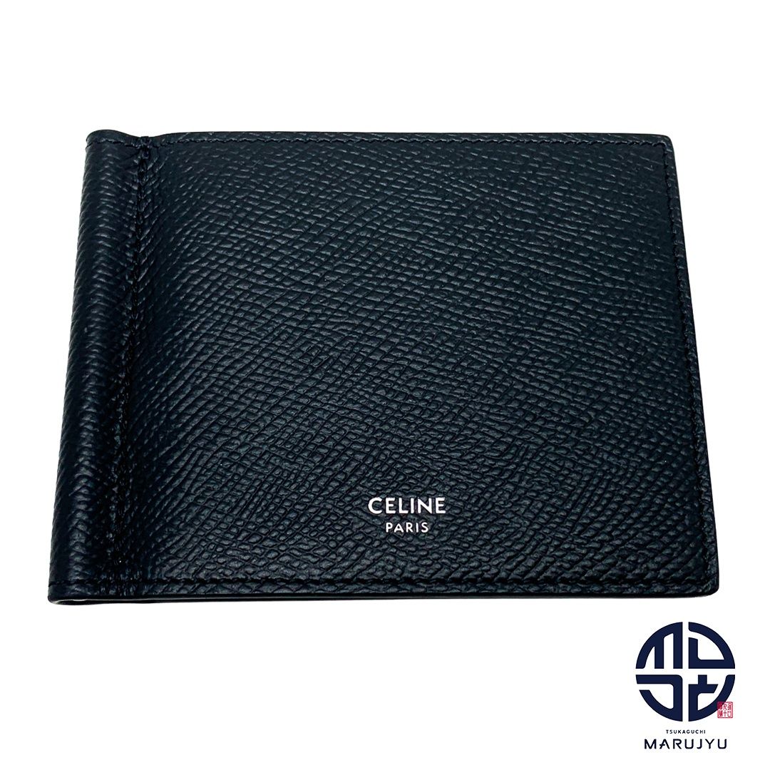 CELINE セリーヌ ブラック 黒 シルバーロゴ ビルクリップウォレット