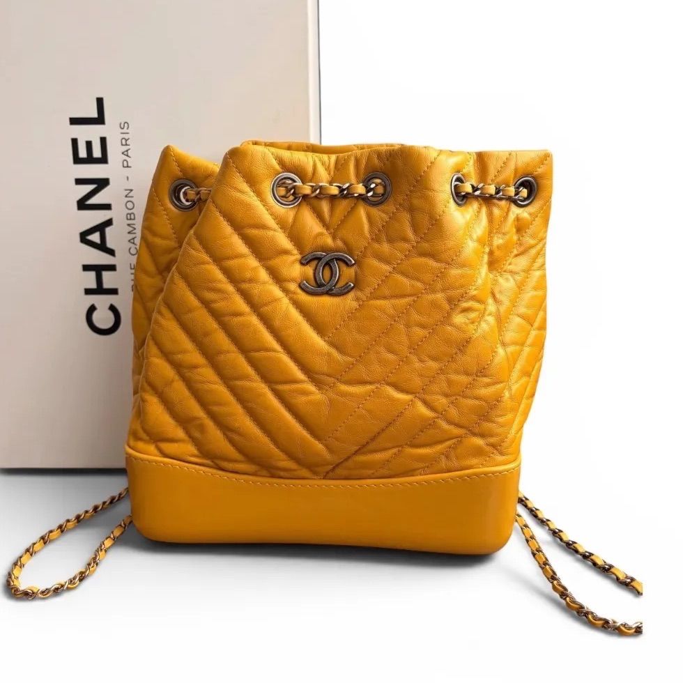 CHANEL シャネル ガブリエル シェブロン ラムスキン チェーンリュック バックパック 巾着