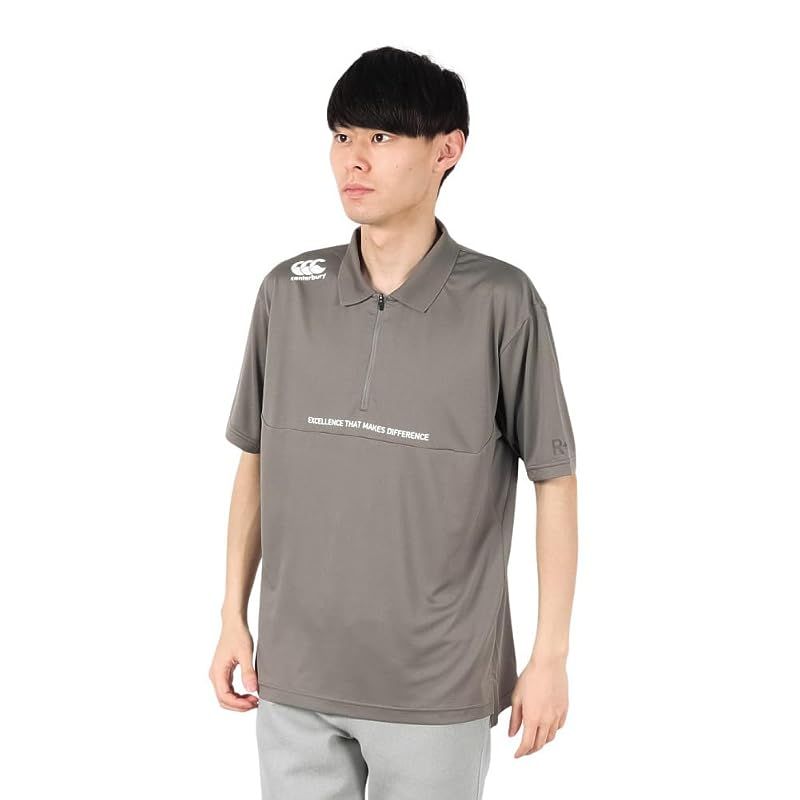 【新品】 [カンタベリー] ポロシャツ R+ FLEXCOOL CONTROL ZIP POLO メンズ チャコールグレー L