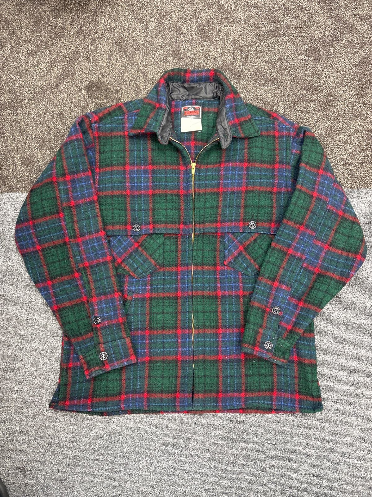 JOHNSON WOOLEN MILLS 90s made in USA ウールチェックジャケット 送料無料♪