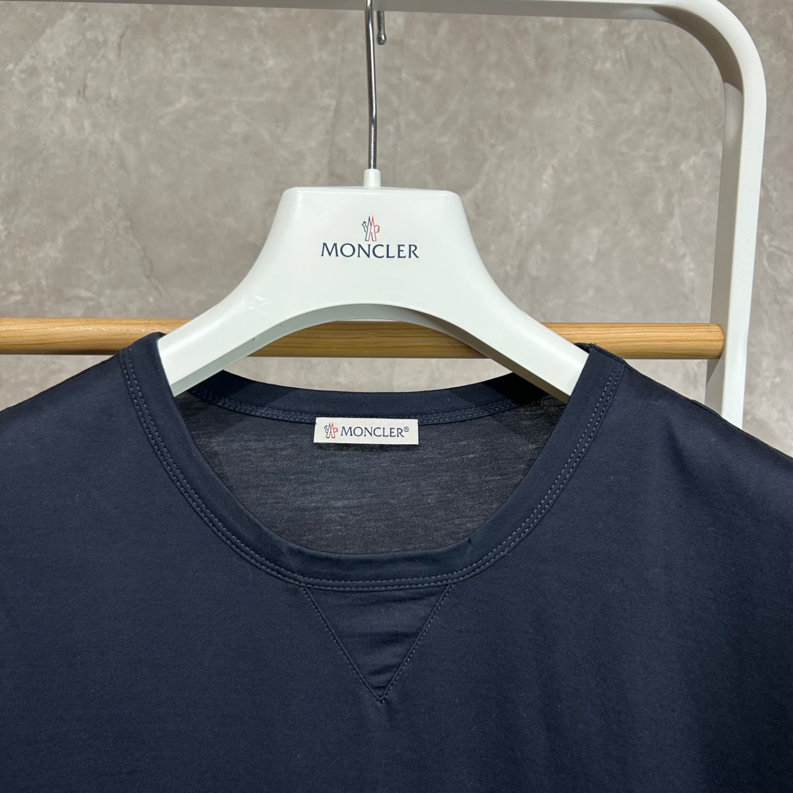 極美品】 MONCLER モンクレールダブルワッペン半袖TシャツネイビーXL