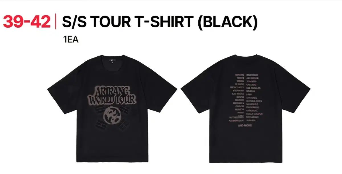 BTSワールドツアーアリラン半袖Tシャツ ブラック