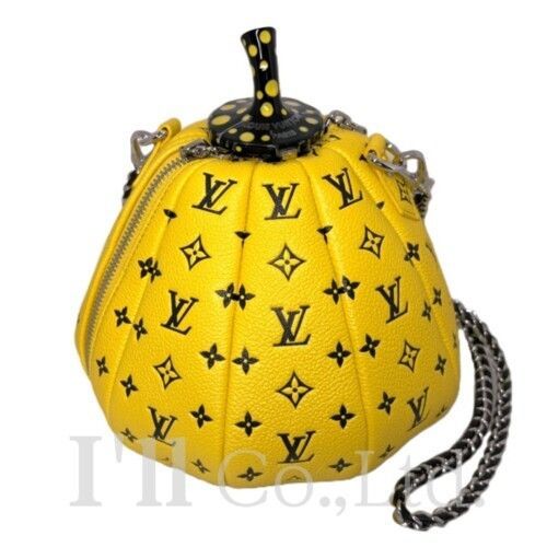 【新品同様】Louis Vuitton　ルイ・ヴィトン　×　YAYOI KUSAMA　草間彌生　パンプキン　バッグ　2023年　日本限定 　M21760　レザー　イエロー　ブランドバッグ　チェーンショルダー　カボチャ【中古】【86637】