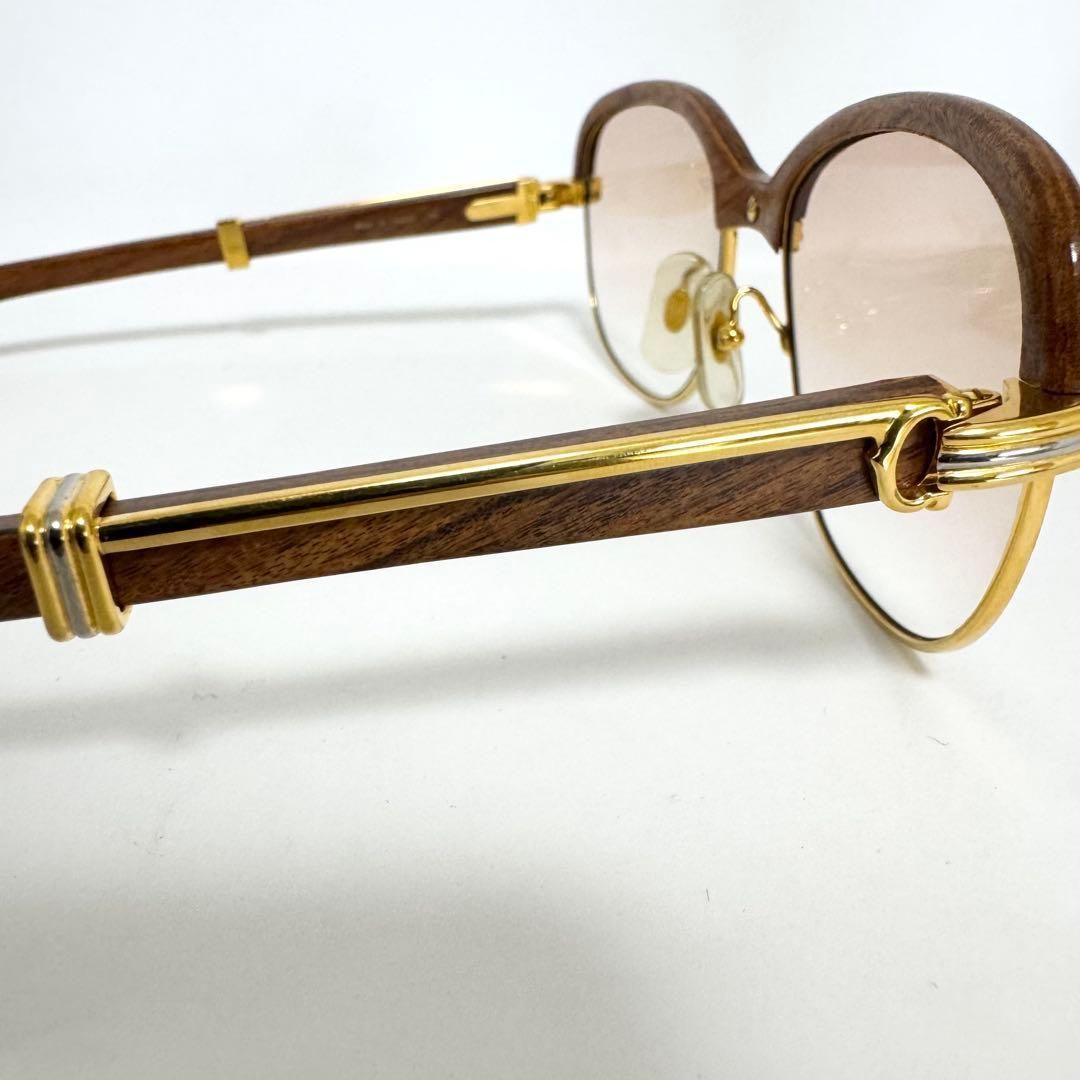 最安値】美品 Cartier カルティエ サングラス ウッドフレーム 度入り