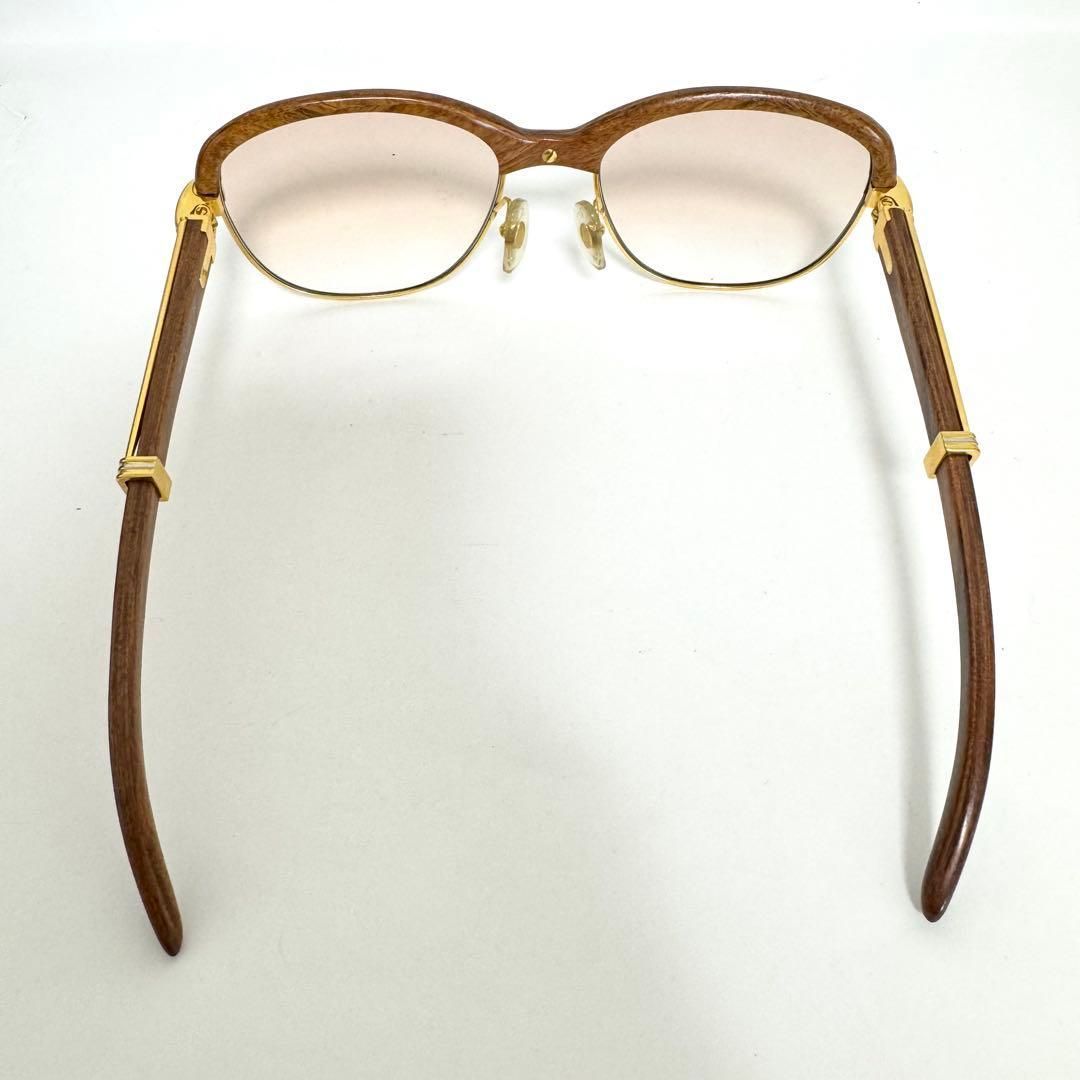 ヴィンテージカルティエサングラス 度入り 最安値】美品 Cartier カルティエ サングラス ウッドフレーム 度入り