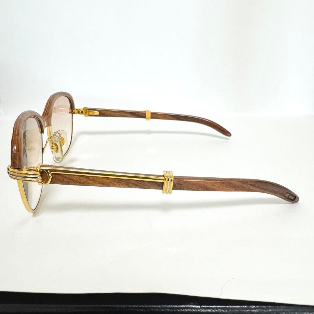 ヴィンテージカルティエサングラス 度入り 最安値】美品 Cartier カルティエ サングラス ウッドフレーム 度入り