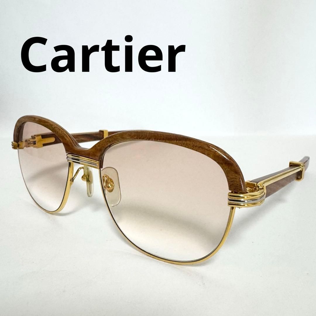 【最安値】美品 Cartier カルティエ サングラス ウッドフレーム 度入り　メガネ　ヴィンテージ　メンズ　正規品