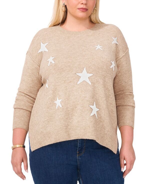 ヴィンスカムート レディース アウター ニット・セーター クルーネック プリント セーター Vince Camuto Womens Cozy Crewneck StarPrint DroppedSho