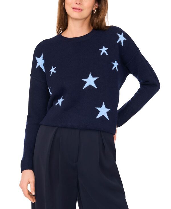 ヴィンスカムート レディース アウター ニット・セーター クルーネック プリント セーター Vince Camuto Womens Cozy Crewneck StarPrint DroppedSho 10,980円