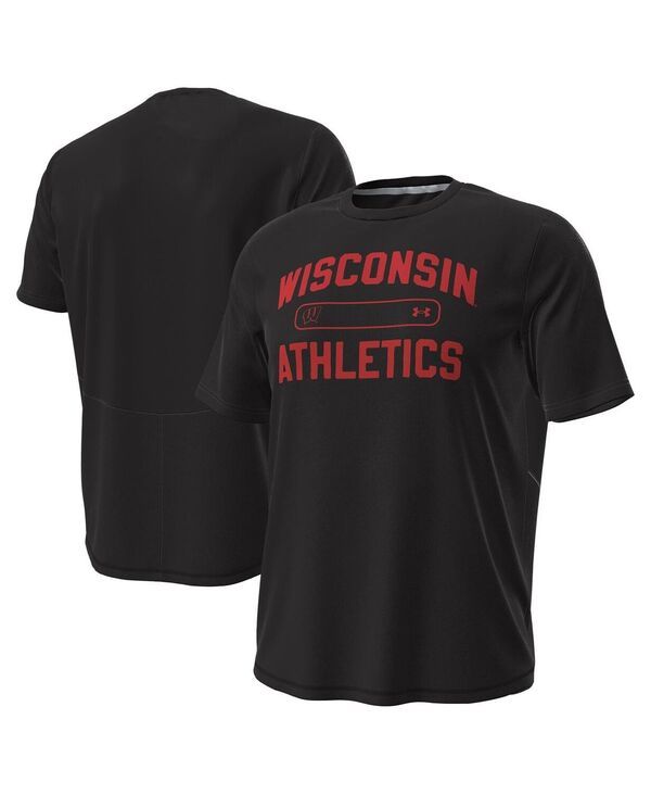 アンダーアーマー メンズ トップス Tシャツ Under Armour Mens Black Wisconsin Badgers Sideline Knockout TShirt Black ブラック
