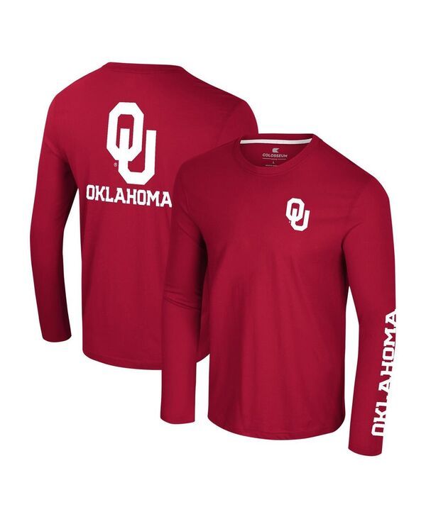 コロシアム メンズ トップス Tシャツ ロゴ Colosseum Mens Crimson Oklahoma Sooners Logo Lockup 3Hit Active Blend Long Sl