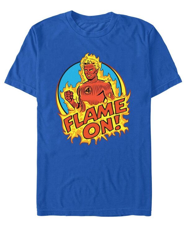 フィフスサン メンズ トップス Tシャツ Fifth Sun Mens Fantastic 4 First Steps Flame On Johnny TShirt Royal