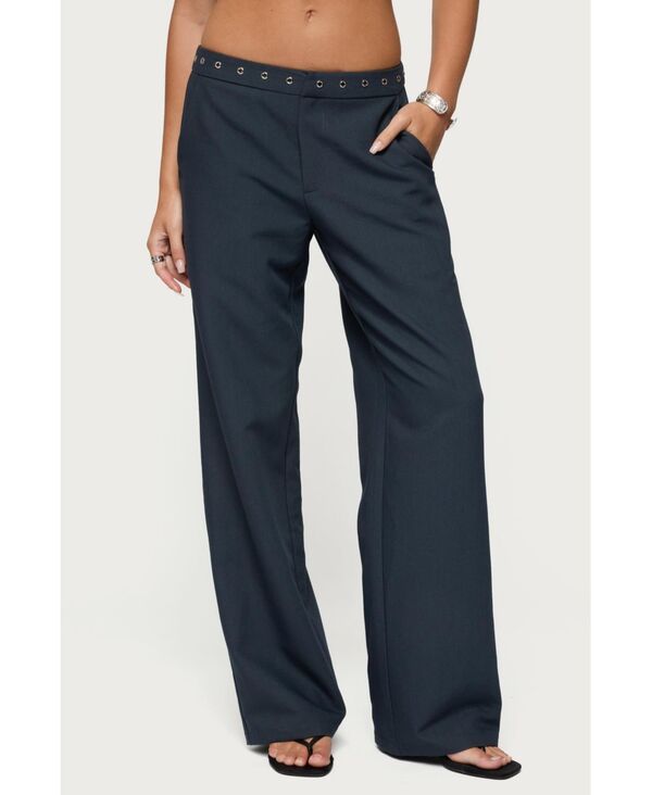 アディクテッド レディース ボトムス カジュアルパンツ ストレート パンツ Edikted Womens Ayve Eyelet Waist Straight Leg Pants Darkgray グ
