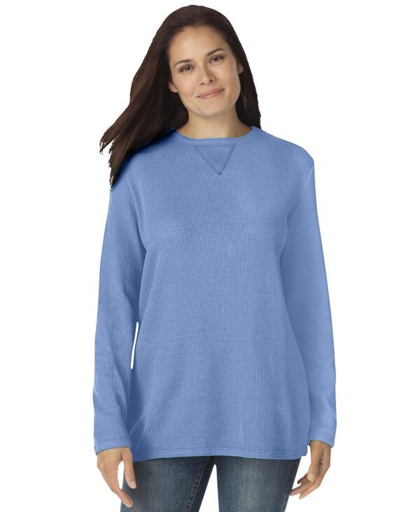 ウーマン ウィズイン レディース アウター パーカー・スウェット スウェット シャツ Woman Within Womens Within Waffle Thermal Sweatshirt Fren