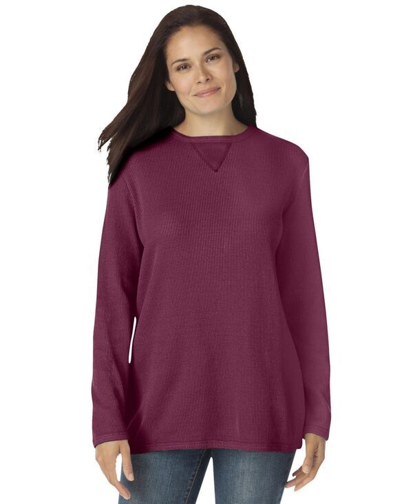 ウーマン ウィズイン レディース アウター パーカー・スウェット スウェット シャツ Woman Within Womens Within Waffle Thermal Sweatshirt Deep