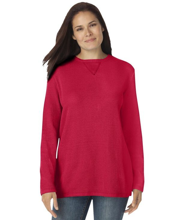 ウーマン ウィズイン レディース アウター パーカー・スウェット スウェット シャツ Woman Within Womens Within Waffle Thermal Sweatshirt Clas