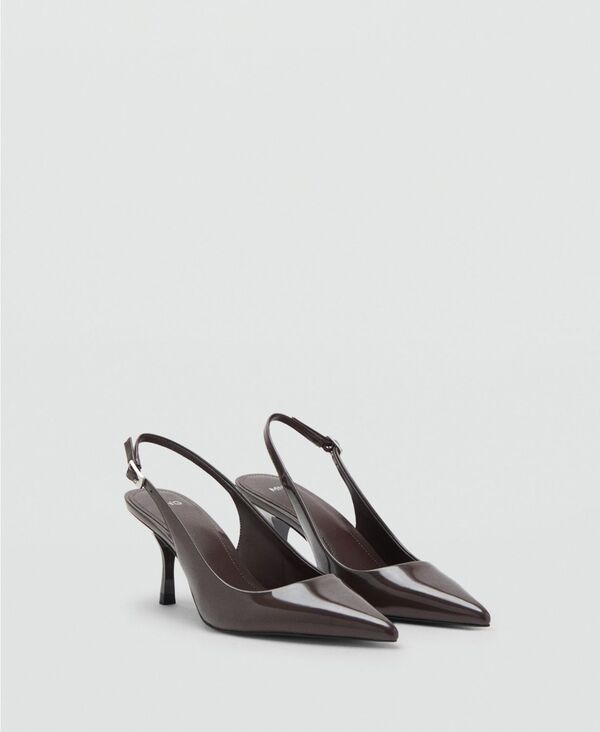 マンゴ レディース シューズ パンプス レザー MANGO Womens Patent Leather Effect Pointed Shoes Light Heather Grey グレー