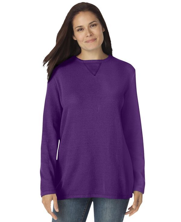 ウーマン ウィズイン レディース アウター パーカー・スウェット スウェット シャツ Woman Within Womens Within Waffle Thermal Sweatshirt Radi