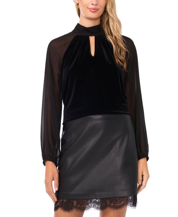 ヴィンスカムート レディース アウター ニット・セーター モックネック ブラウス Vince Camuto Womens Mock Neck Long Sleeve Blouse Rich Black 18,980円