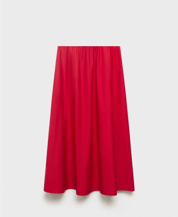マンゴ レディース ボトムス スカート コットン MANGO Womens Flared Cotton Skirt Red レッド