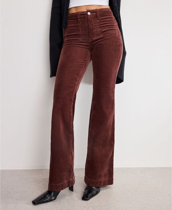 グッドアメリカン レディース ボトムス カジュアルパンツ コーデュロイ パンツ Good American Womens Flare Corduroy MidRise Pants Walnut
