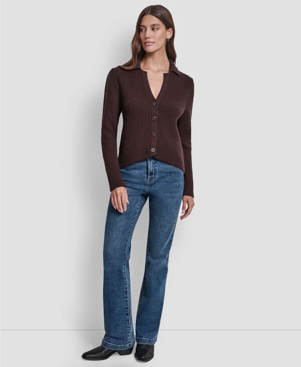 ダナキャランニューヨーク レディース アウター ニット・セーター セーター カーディガン クロップド DKNY Jeans Womens Shaker Stitch Detail Cropped Ca