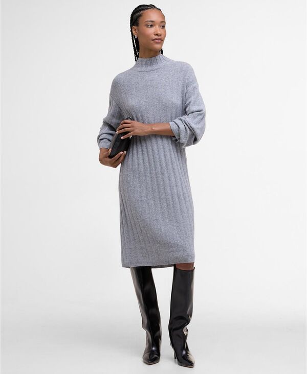 バブアー レディース トップス ワンピース ミディワンピース スタンドネック ミディ Barbour Womens Funnel Neck Midi Dress Grey グレー