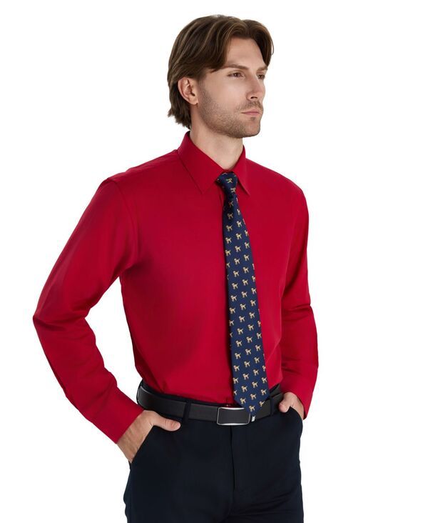 クラブルーム メンズ トップス シャツ レギュラーフィット Club Room Mens Regular Fit Solid Dress Shirt Red レッド