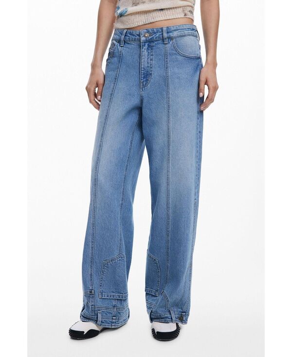 デジグアル レディース ボトムス デニムパンツ ジーンズ Desigual Womens Straight jeans with inverted effect Light blue ブルー