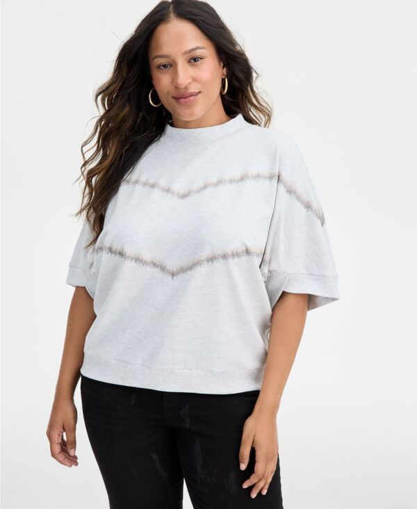 デモクラシー レディース アウター ニット・セーター プラスサイズ Democracy Plus Size ElbowSleeve MockNeck Top Heather ヘザー 13,980円