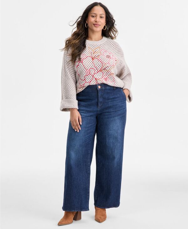 デモクラシー レディース ボトムス デニムパンツ プラスサイズ ジーンズ Democracy Plus Size AbSolution WideLeg Jeans Blue ブルー