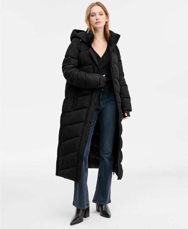 ビーシビージー レディース アウター ジャケット・ブルゾン コート マキシ BCBG Womens Hooded WaterResistant Maxi Puffer Coat Black ブラック