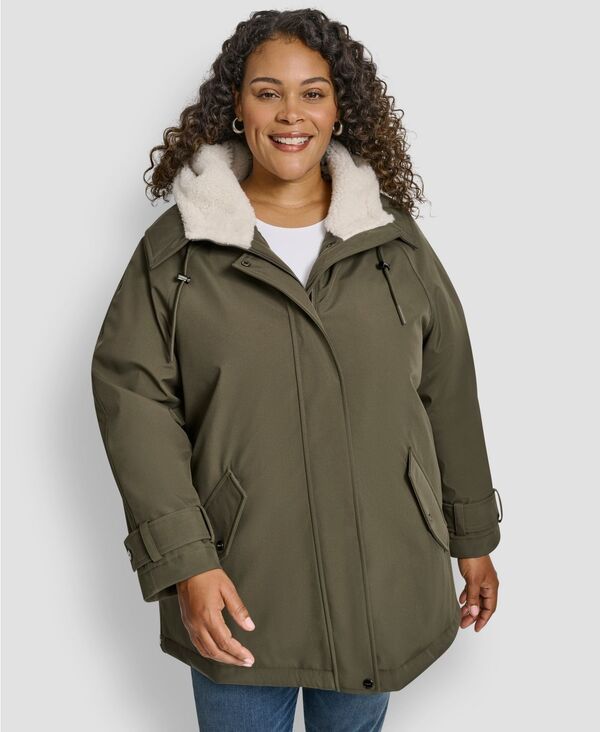 ダナ キャラン ニューヨーク レディース アウター ジャケット・ブルゾン プラスサイズ コート DKNY Plus Size Hooded Coat Loden