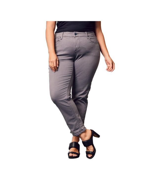 スリンク レディース ボトムス カジュアルパンツ SLINK Jeans Womens Color Mid Rise Boyfriend pants in rolled 255 Inseam Grey