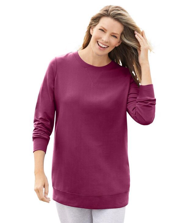 ウーマン ウィズイン レディース アウター パーカー・スウェット プラスサイズ シャツ フリース Woman Within Plusize Within Fleece Sweatshirt Deep
