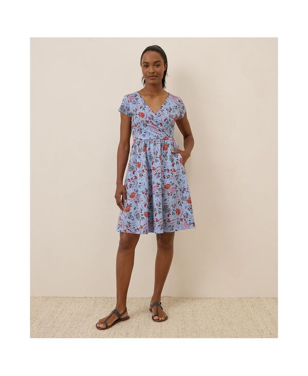 パクト レディース トップス ワンピース コットン Pact Womens Organic Cotton Fit Flare Crossover Dress Nightfall blooms corn