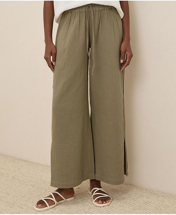 パクト レディース ボトムス カジュアルパンツ コットン Pact Womens Organic Cotton Coastal Double Gauze Split Hem Pant Khaki gr