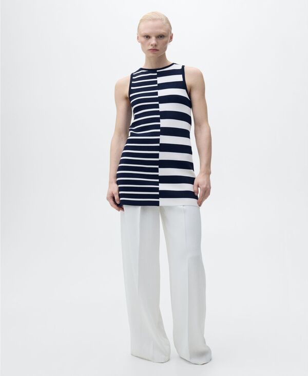 マンゴ レディース トップス ワンピース ニット MANGO Womens Combined Stripes Knittedress Dark Navy ネイビー