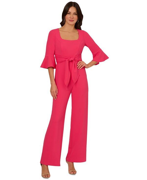 アドリアナ パペル レディース トップス ジャンプスーツ クレープ ベルスリーブ ニット Adrianna Papell Womens TieFront BellSleeve Knit Crepe J