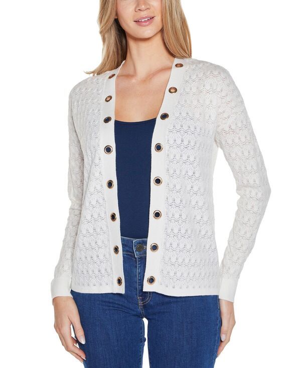 ベルディーニ レディース アウター ニット・セーター カーディガン Belldini Womens Pointelle and Grommet Open Cardigan Sweater Ivory 22,980円