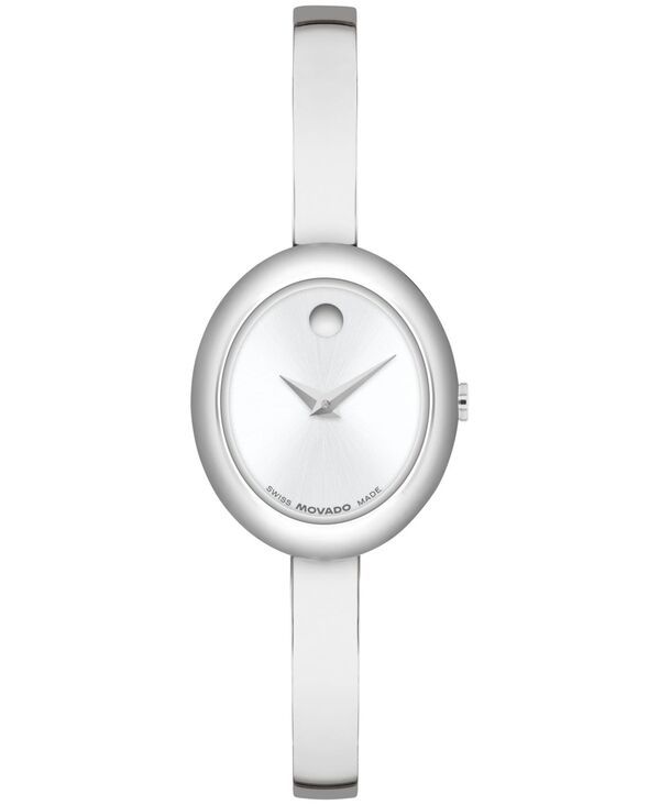 モバド レディース アクセサリー 腕時計 Tシャツ Movado Womens Museum Oval Bangle Swiss Quartz StainlessSteel Watch 22 x 26