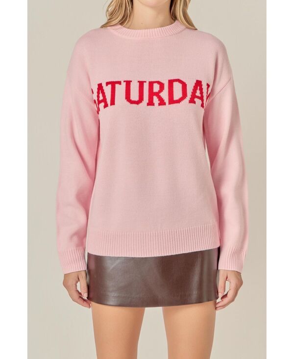 イングリッシュファクトリー レディース アウター ニット・セーター English Factory Womens Week Motif Sweater Candy pink ピンク