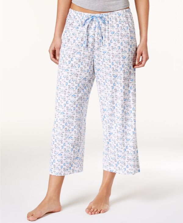 ヒュー レディース ボトムス カジュアルパンツ プリント キャップ ニット Hue Womensleepwell Printed Knit Capri Pajama Pant Made with Te